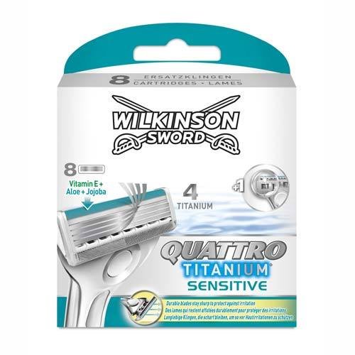Wilkinson Sword Quattro Titanium Sensitive Barberblade (8-pak) thumbnail