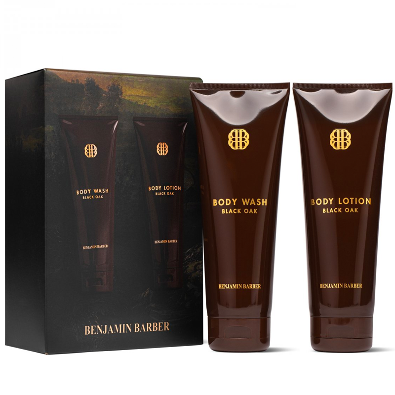 Se Benjamin Barber Gift Set Black Oak Body Duo (2 x 250 ml) hos Made4men