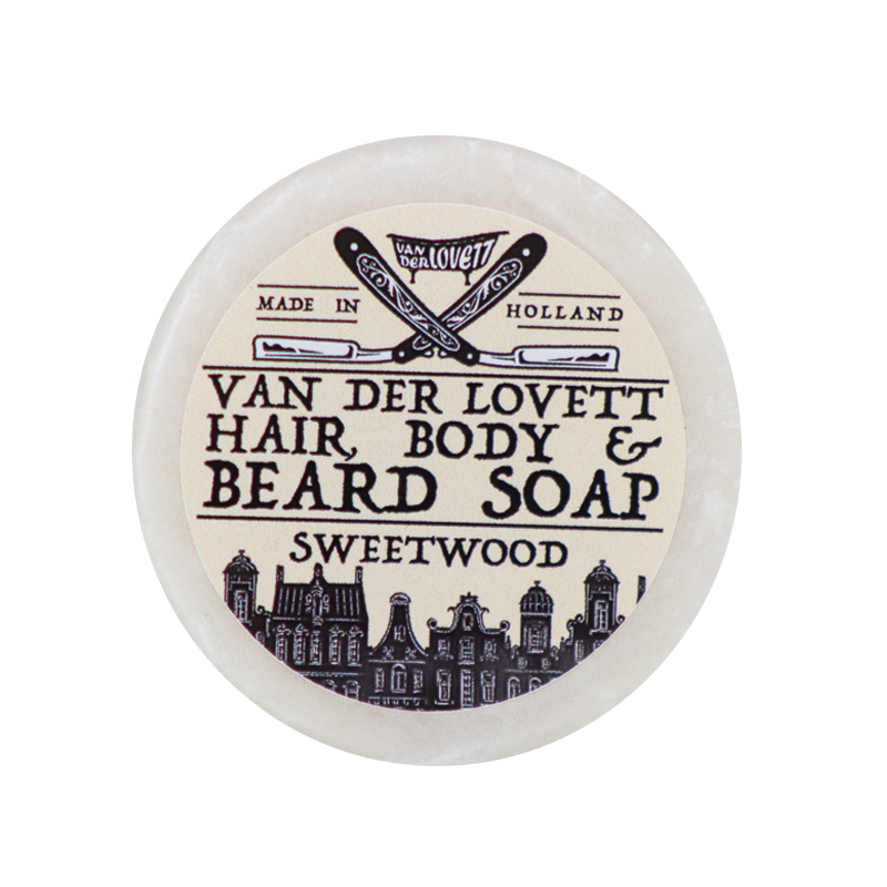 Se Van Der Lovett Hair, Body & Beard Shampoo Soap Bar Sweetwood (60 g) hos Made4men