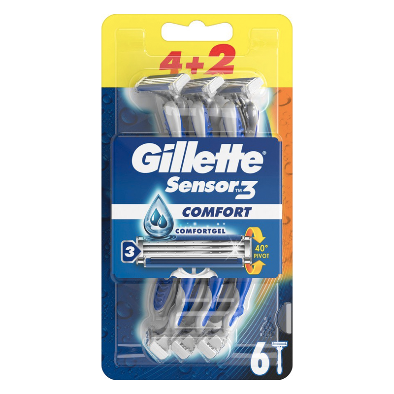 Gilette Sensor3 Engangsskrabere Value Pack (6 stk) thumbnail